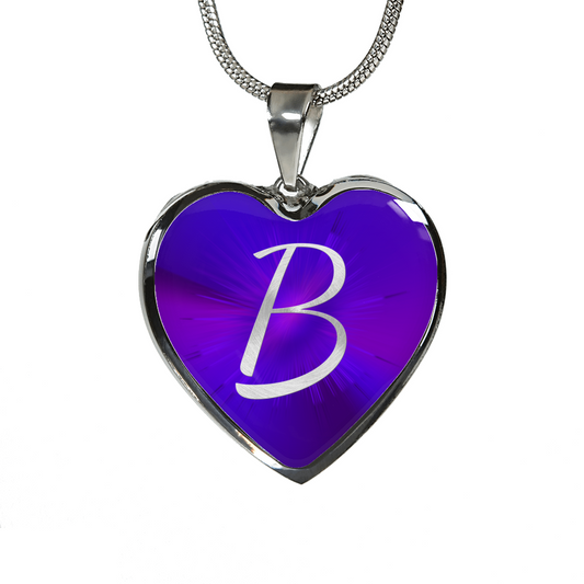 Initial Pride "B" Luxury Heart Necklace - Passion Purple