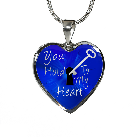 You Hold the Key To My Heart - Luxury Heart Necklace - Sapphire Blue