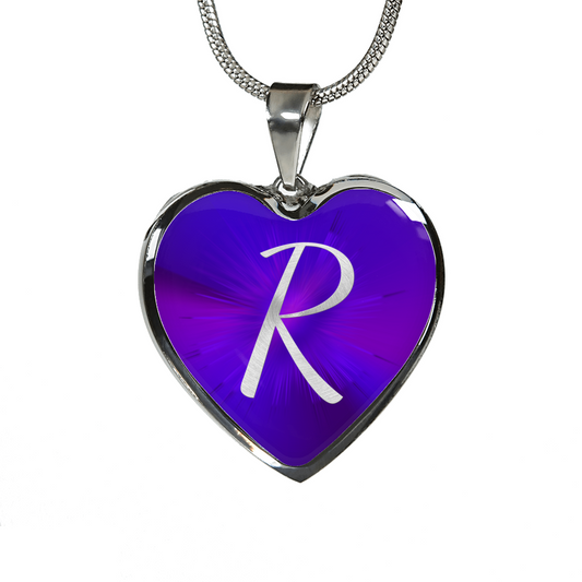 Initial Pride "R" Luxury Heart Necklace - Passion Purple