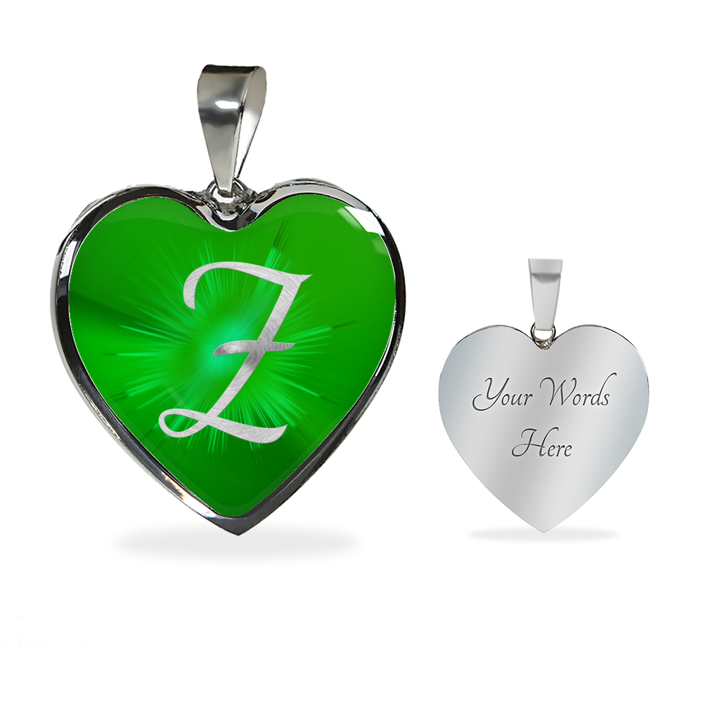 Initial Pride "Z" Luxury Heart Necklace - Irish Green