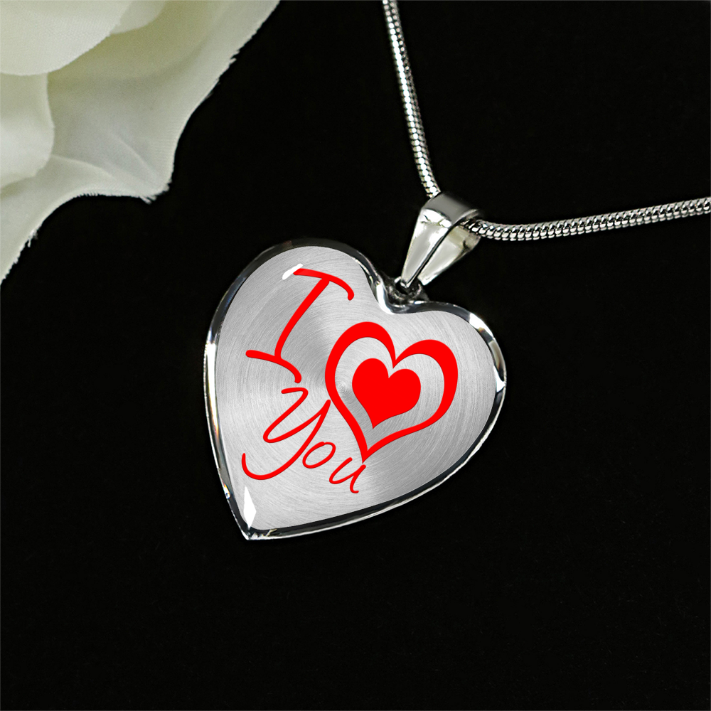 I Love You Necklace with Heart Pendant Black Background