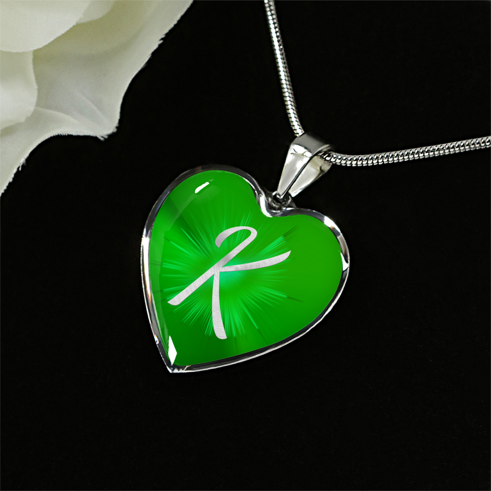 Initial Pride "K" Luxury Heart Necklace - Irish Green