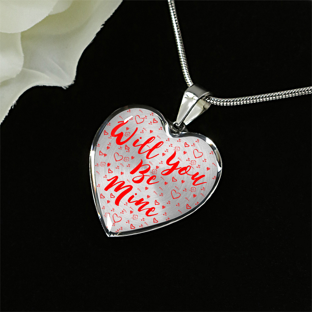 Will You Be Mine Luxury Heart Necklace Black Background