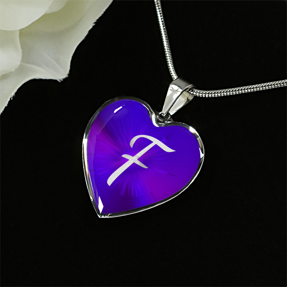 Initial Pride "F" Luxury Heart Necklace - Passion Purple