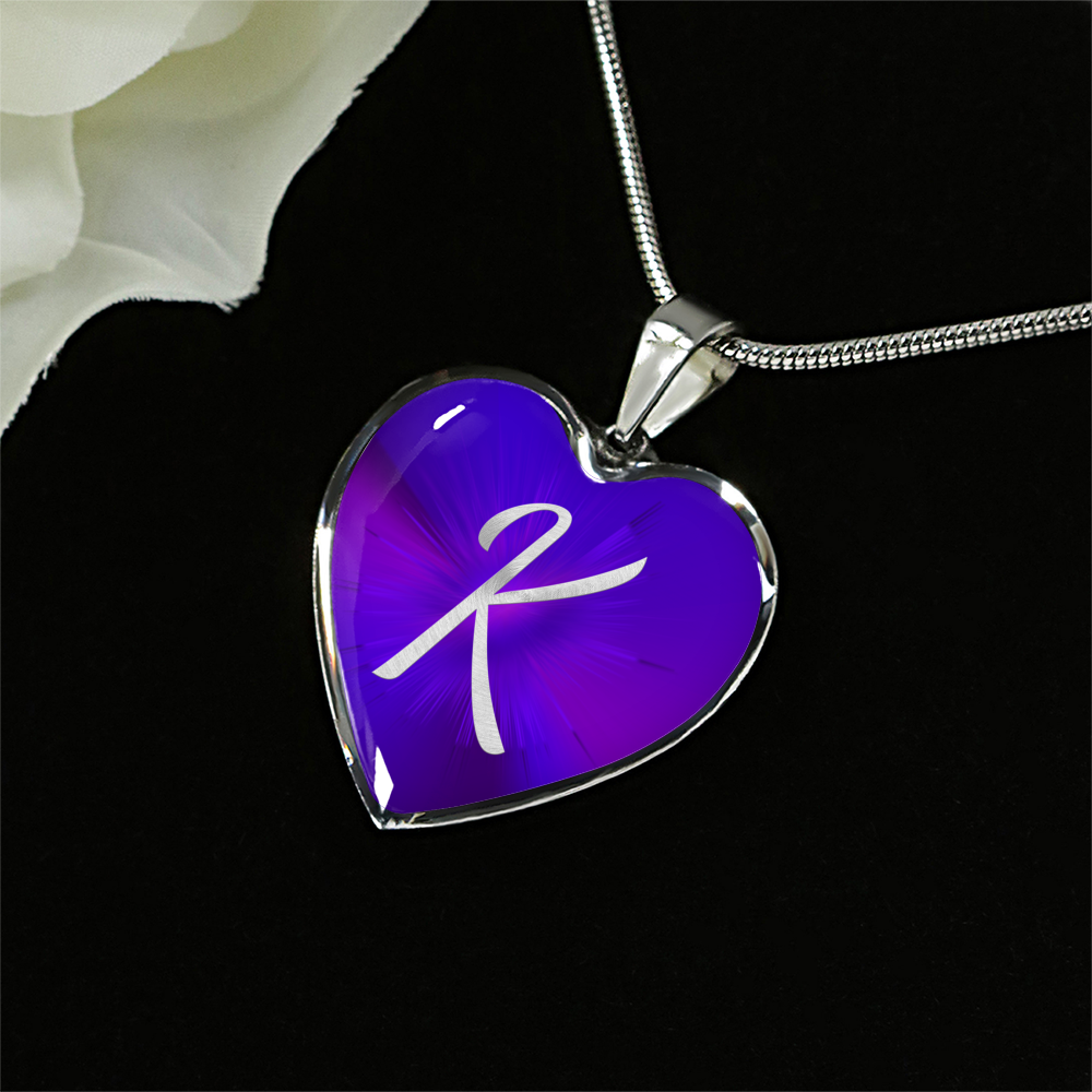 Initial Pride "K" Luxury Heart Necklace - Passion Purple