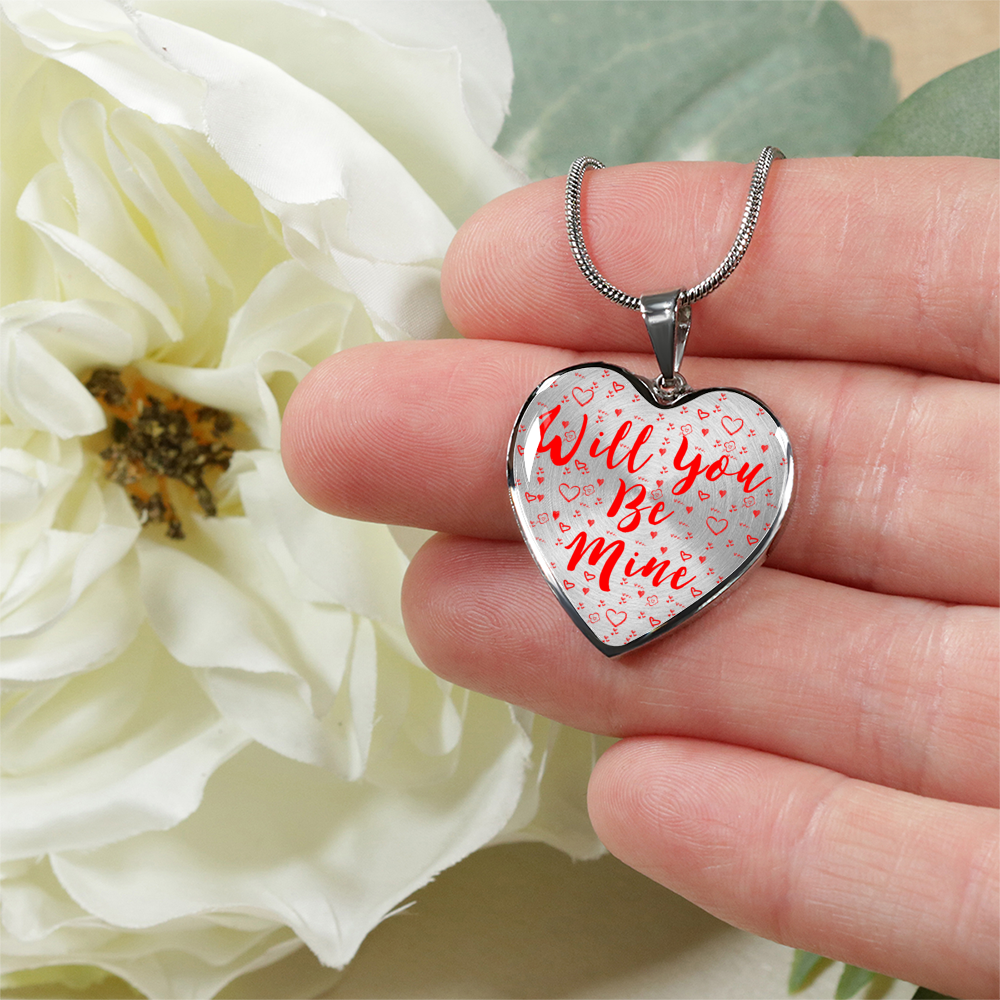 Will You Be Mine Luxury Heart Necklace Held
