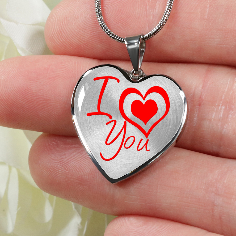 I Love You Necklace with Heart Pendant Zoom