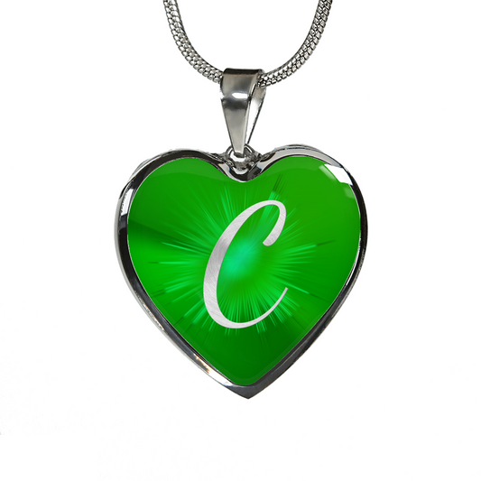 Initial Pride "C" Luxury Heart Necklace - Irish Green