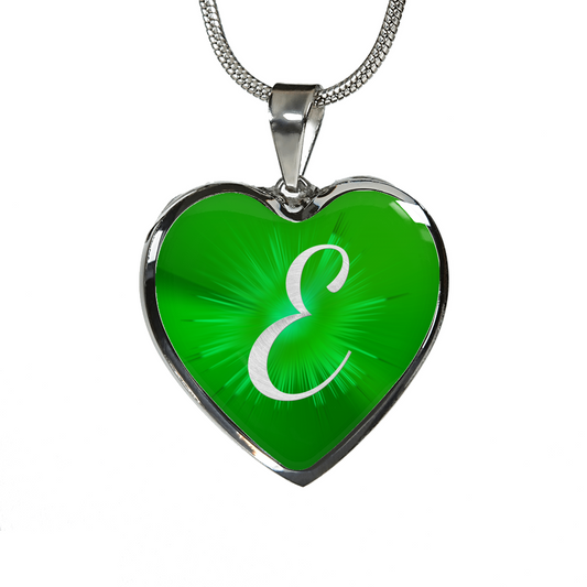 Initial Pride "E" Luxury Heart Necklace - Irish Green