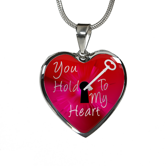 You Hold the Key To My Heart - Luxury Heart Necklace - Ruby Red