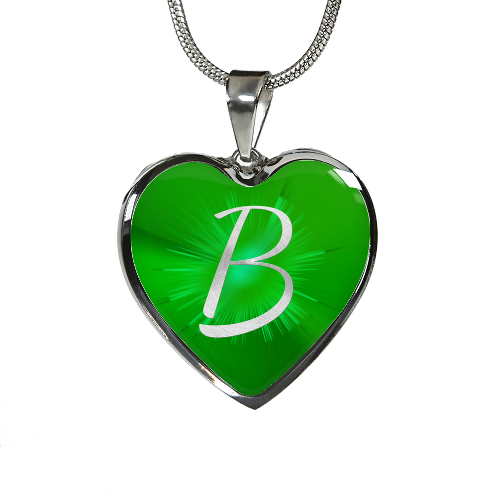 Initial Pride "B" Luxury Heart Necklace - Irish Green
