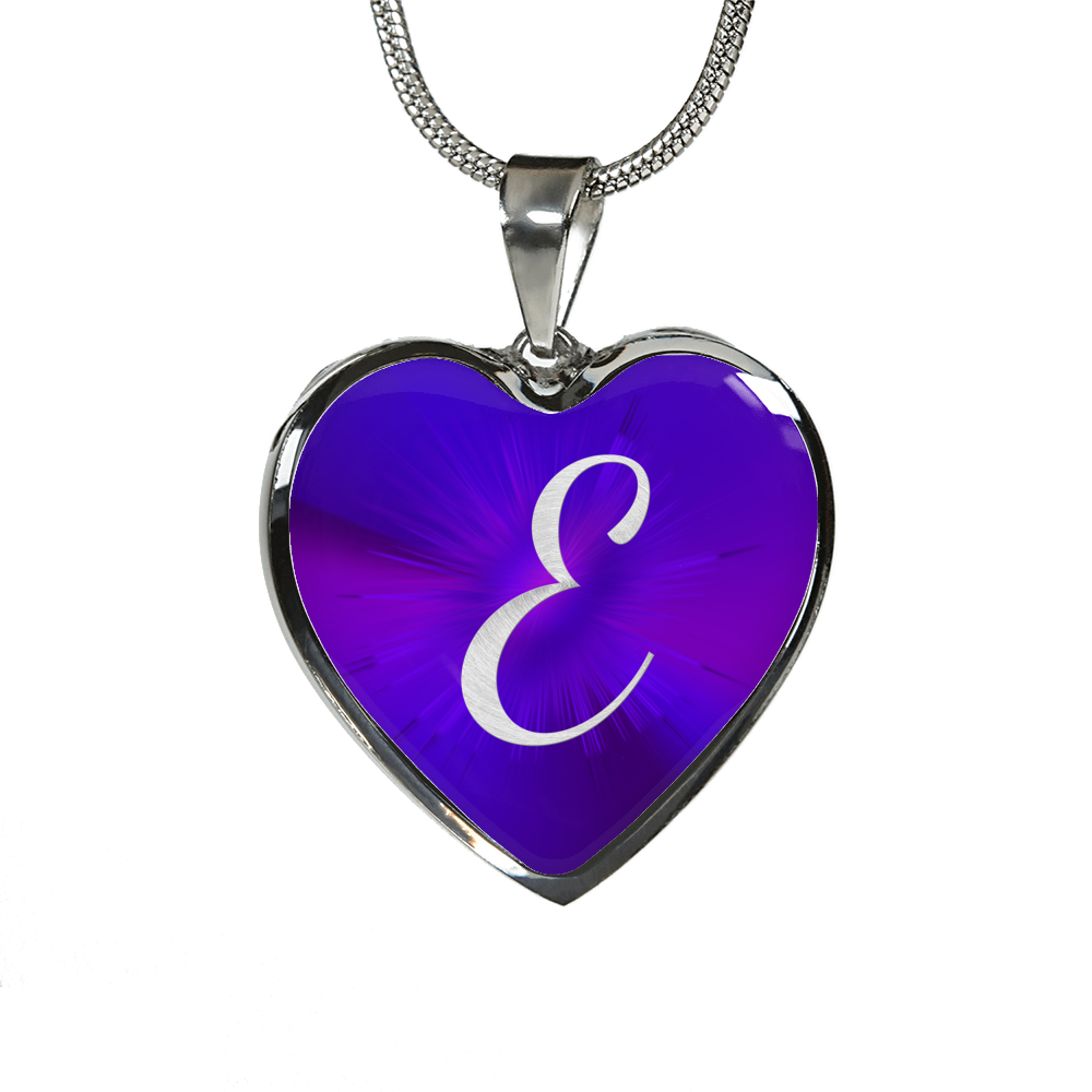 Initial Pride "E" Luxury Heart Necklace - Passion Purple