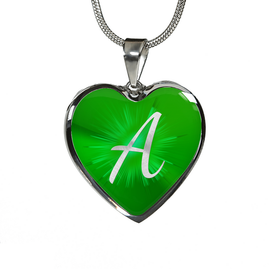 Initial Pride "A" Luxury Heart Necklace - Irish Green