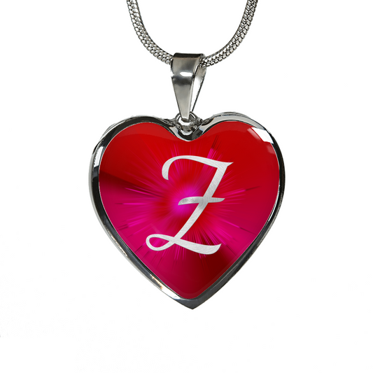 Initial Pride "Z" Luxury Heart Necklace - Ruby Red