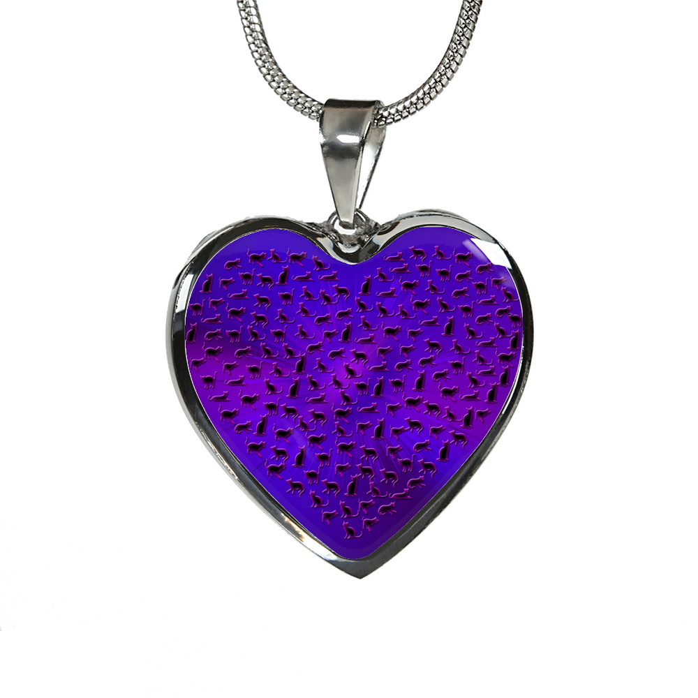I Love Cats - Luxury Heart Necklace - Passion Purple
