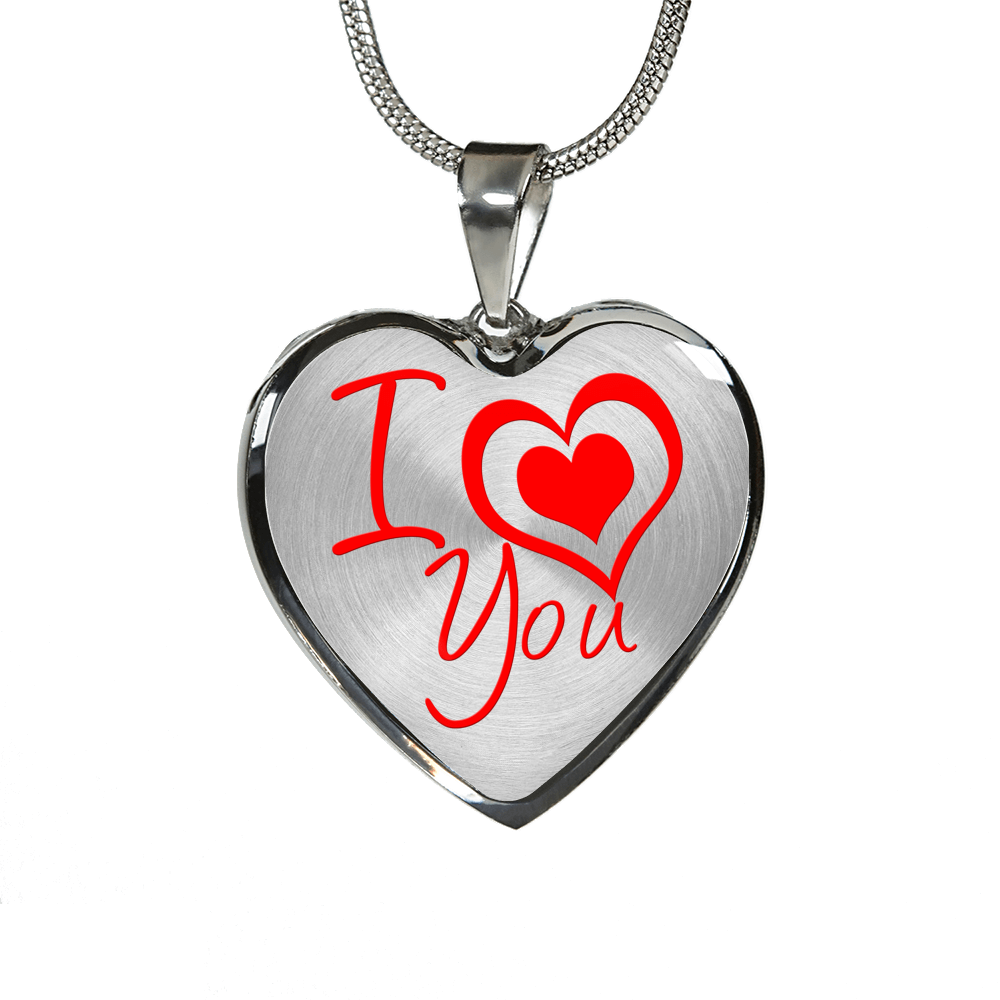 I Love You Necklace with Heart Pendant