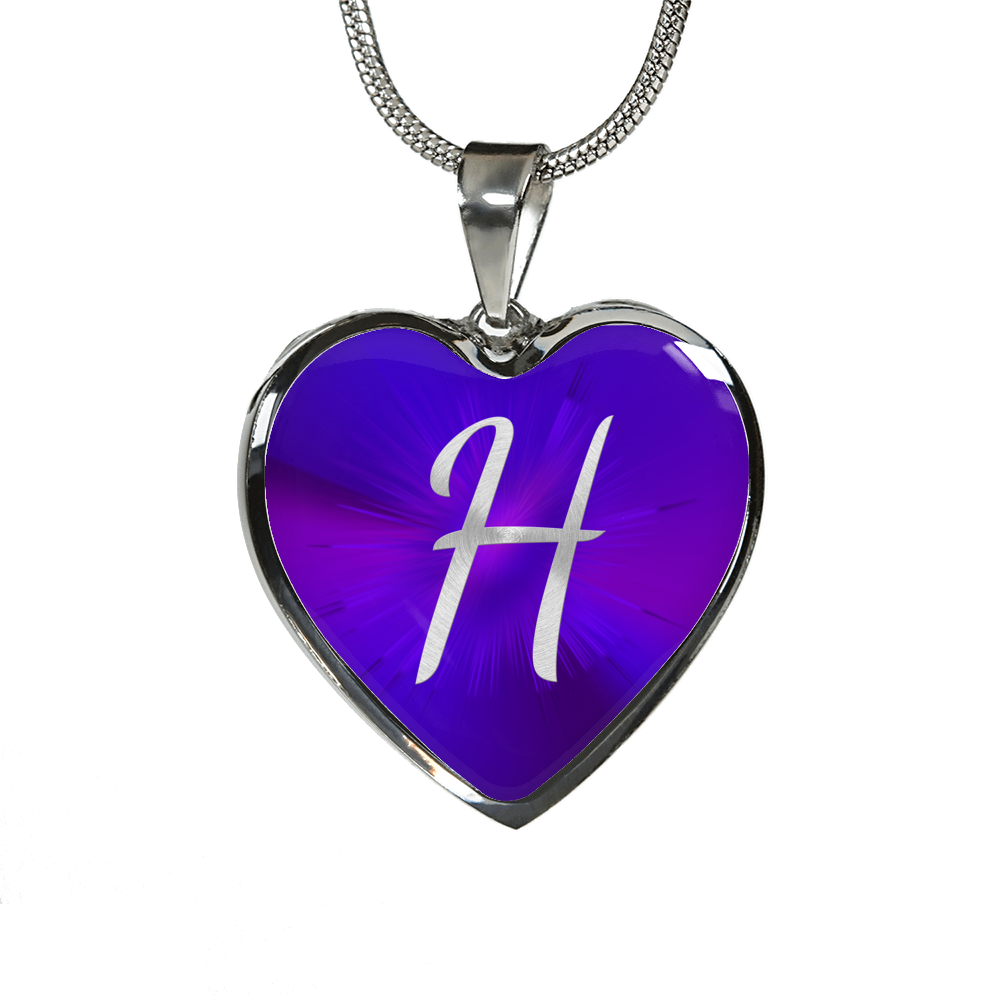 Initial Pride "H" Luxury Heart Necklace - Passion Purple