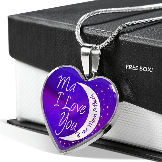 Ma I Love You To The Moon & Back Luxury Heart Necklace