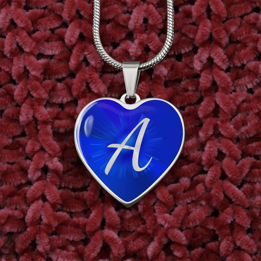 Initial Pride "A" Luxury Heart Sapphire Blue Necklace