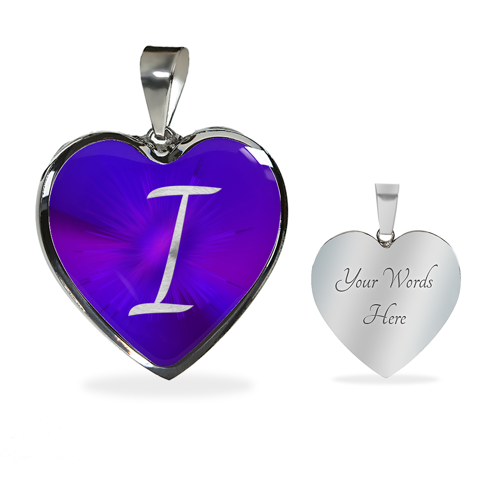 Initial Pride "I" Luxury Heart Necklace - Passion Purple