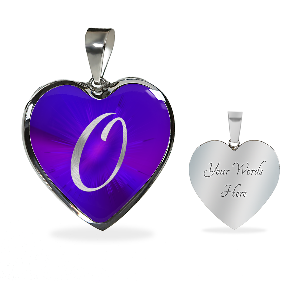 Initial Pride "O" Luxury Heart Necklace - Passion Purple