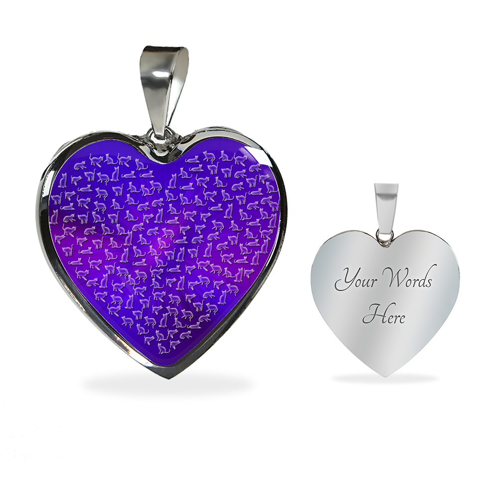 Cat Love Necklace - Adjustable Chain & Luxury Heart Pendant Backside Personalization