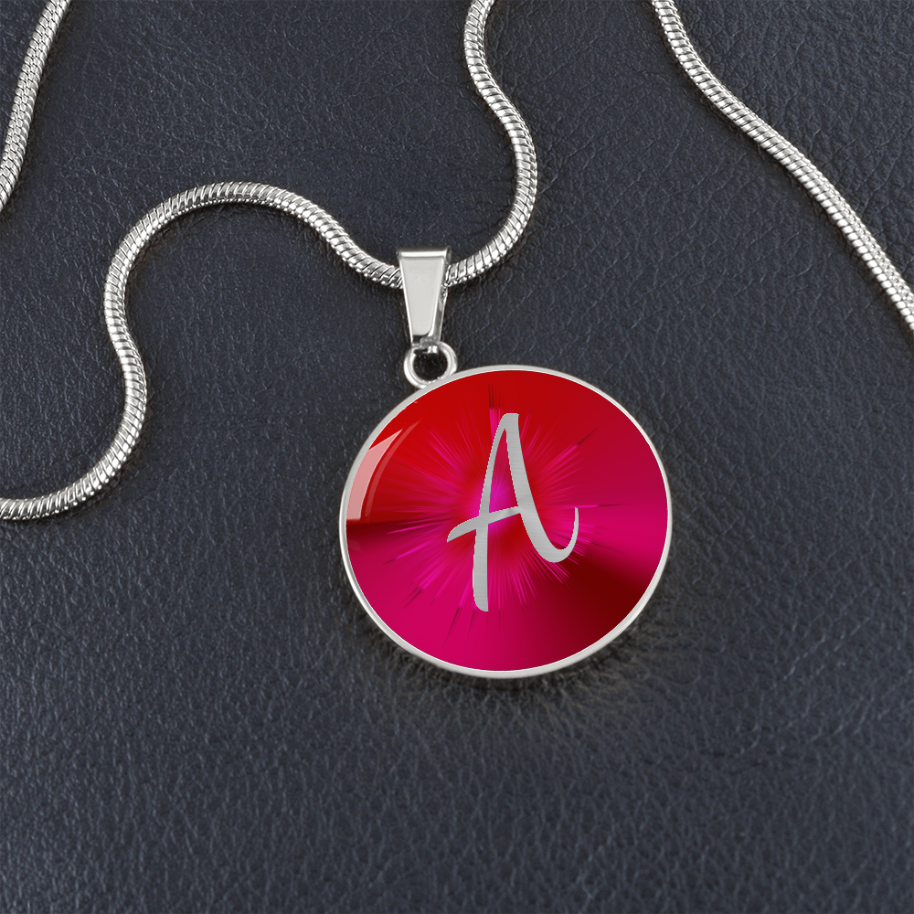 Initial Pride "A" Luxury Circle Ruby Red Necklace