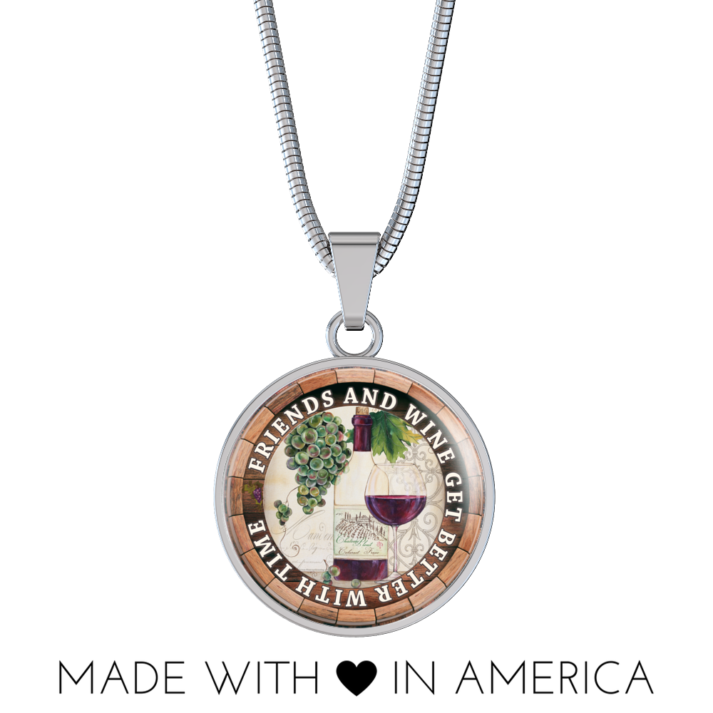 Friends and Wine Get Better With Time - Luxury Circle Necklace