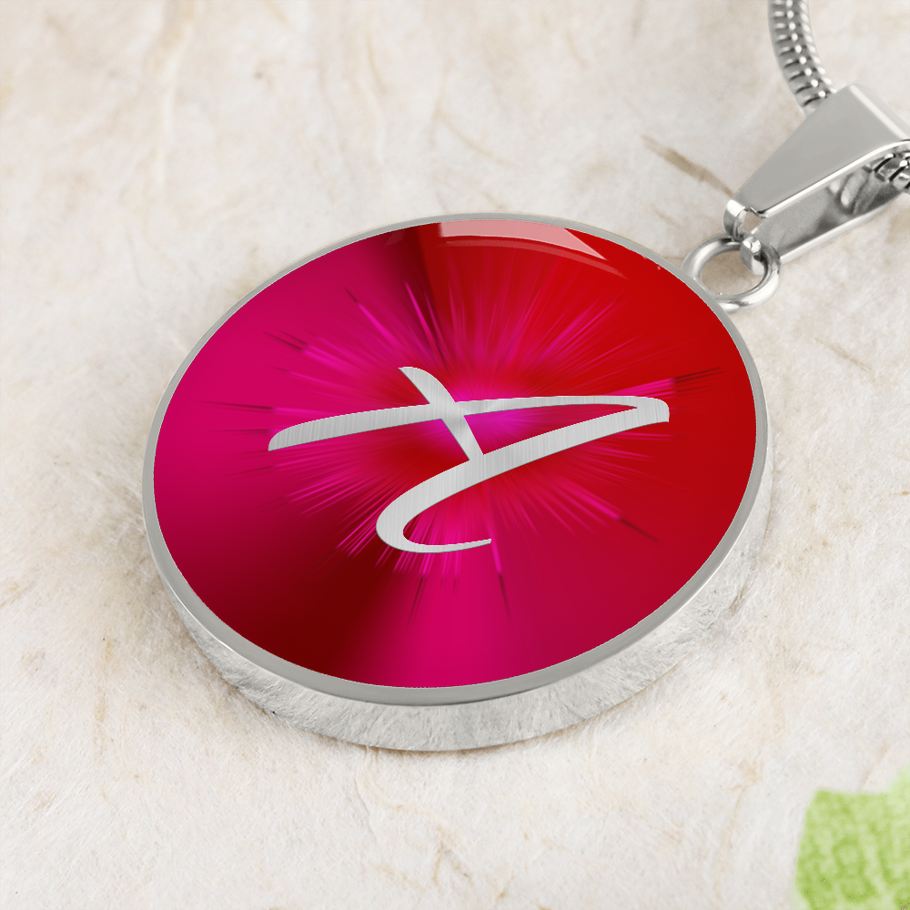 Initial Pride "A" Luxury Circle Ruby Red Necklace