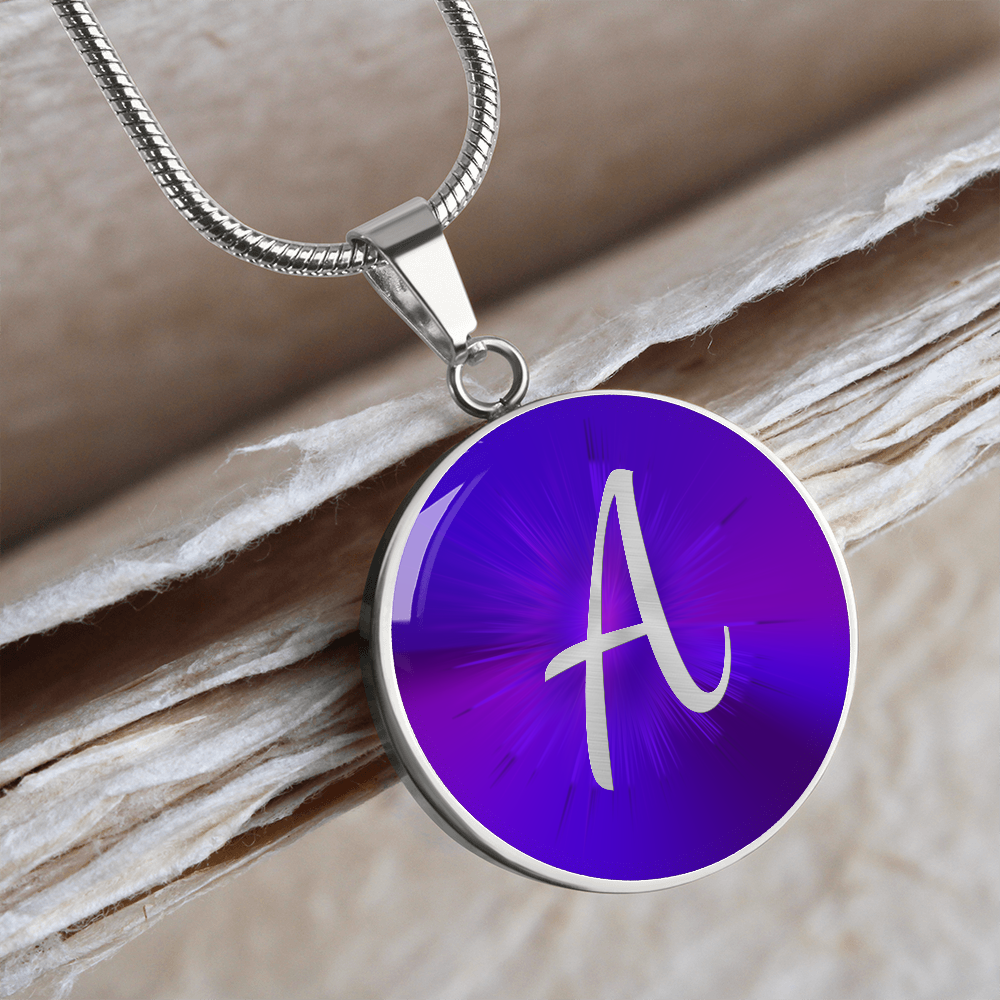 Initial Pride "A" Luxury Circle Purple Passion Necklace