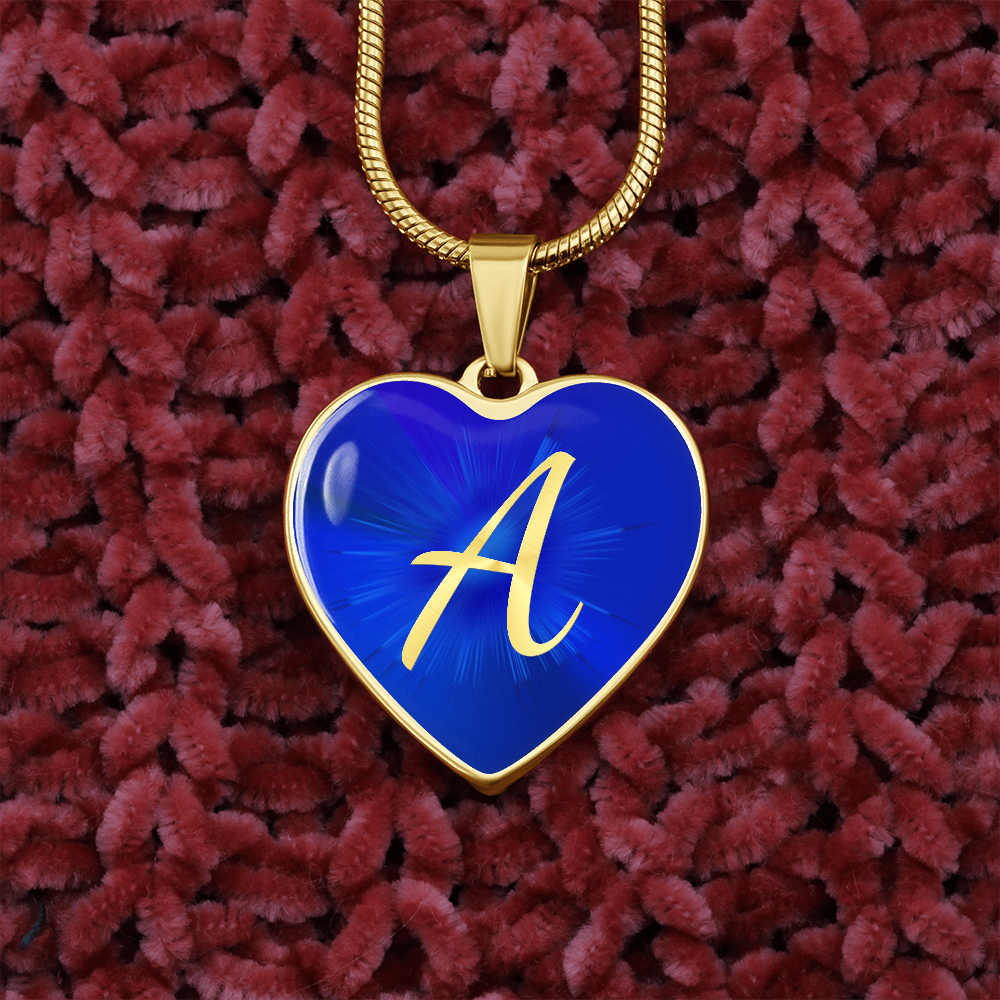 Initial Pride "A" Luxury Heart Sapphire Blue Necklace